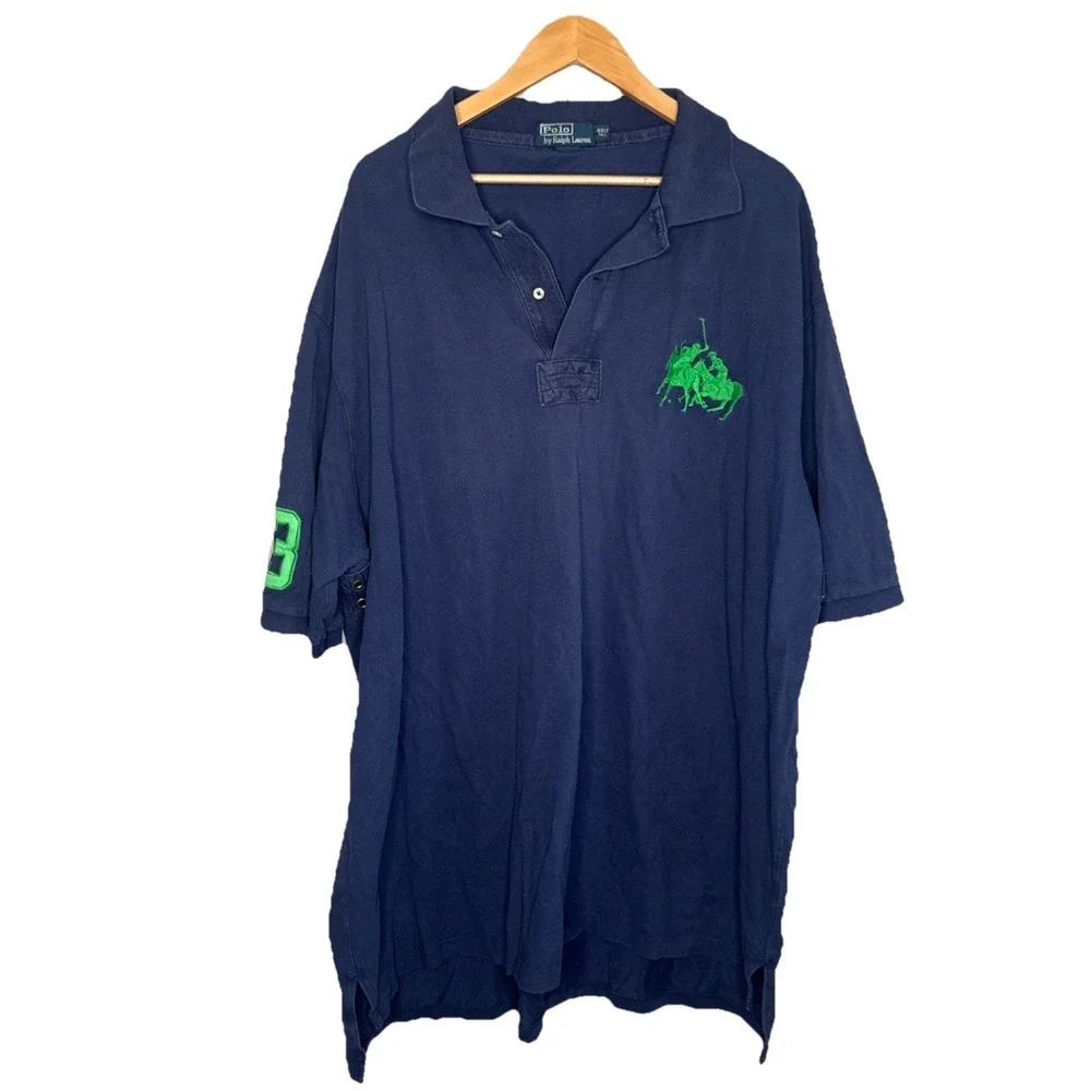 Polo By Ralph Lauren VTG Men's Blue Casual Pony Polo Shirt Size 4XLT